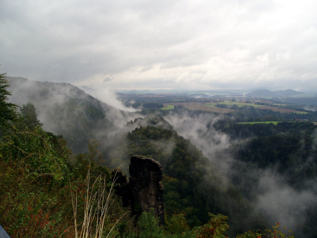 Atmosphere national park saxon switzerland fog