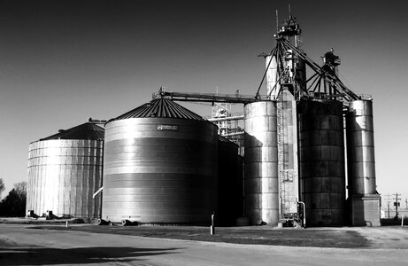 Rural silos black and white photo
