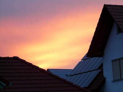 Roof sunset afterglow photo