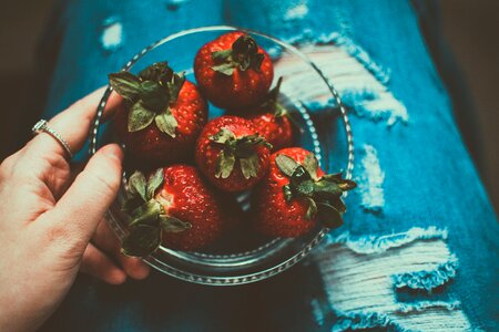 Clear Bowl of Strawberries photo