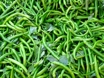 Market market stall green chillies photo