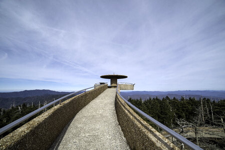 Path to the top of the tower under the sky at Clingman's Dome, Tennessee photo
