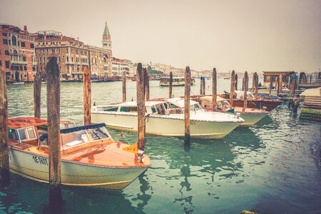 Venice Italy View on Canal with Motorboats photo