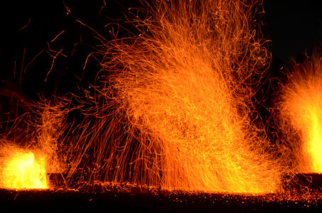 Fire Sparks from a volcano
