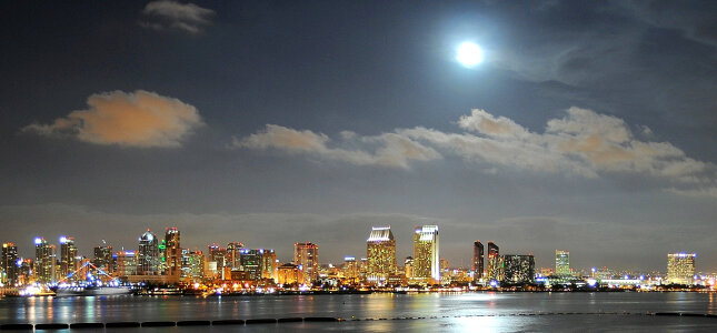 Full Skyline of San Diego, California with skyscrapers photo