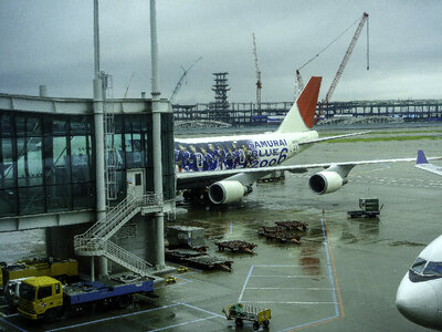 Aircraft boarding in Incheon Airport, South Korea photo