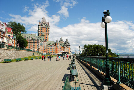 Road view with chateau in Quebec City, Canada photo