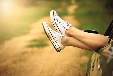 Dirt road relax woman photo