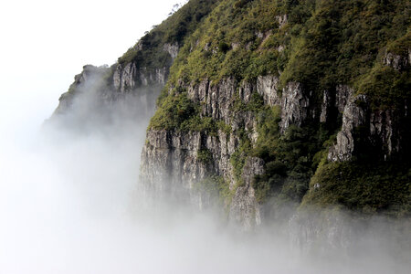 Mountainside Landscape in the fog photo