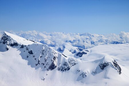 Snowy Ice and Glaciers on the Mountaintop in Juneau, Alaska photo