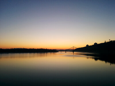 Sunset on the river in Ukraine photo