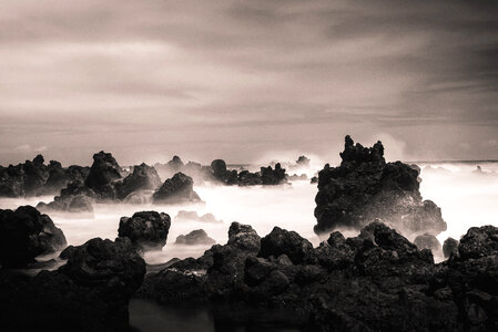 Long Exposure Picture of Rocky Volcanic Shore photo