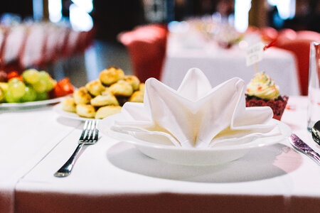 Table setting on a wedding celebration party photo