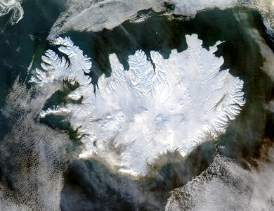 Eternal ice glacier satellite image