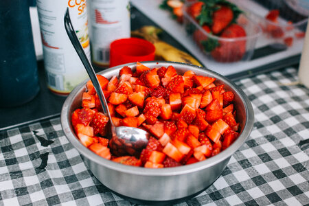 Cutted strawberries photo