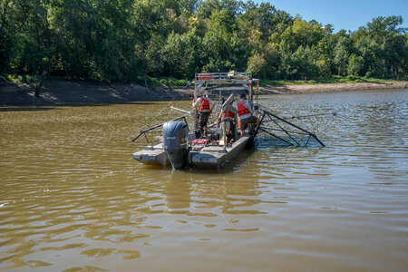U.S. Fish and Wildlife Service boat, The Magna Carpa, searching for invasive carp-2
