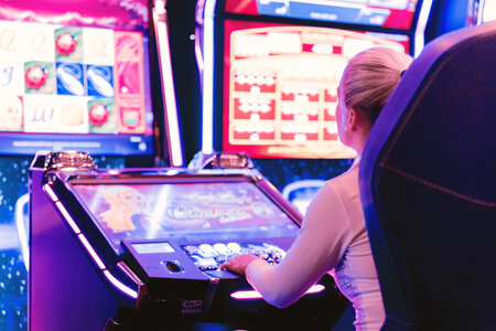 2 Happy woman playing at the casino photo