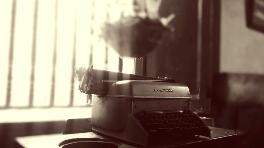 Antique black and white desk photo