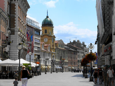 Street and city block in Rijeka, Croatia photo