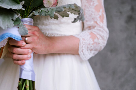 Wedding Bouquet in Bride Hands photo