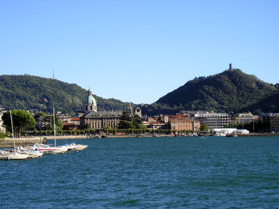 Landscape view of Lake Como in Italy photo