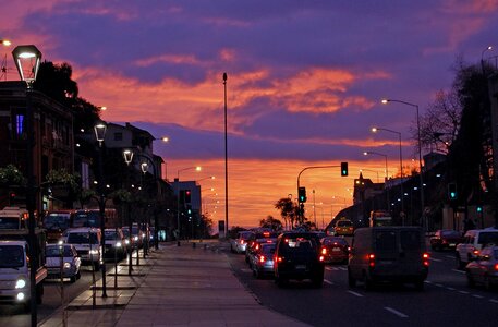 Cars city lights street