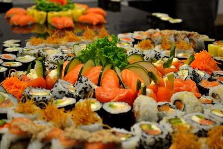Sushi presentation chef food