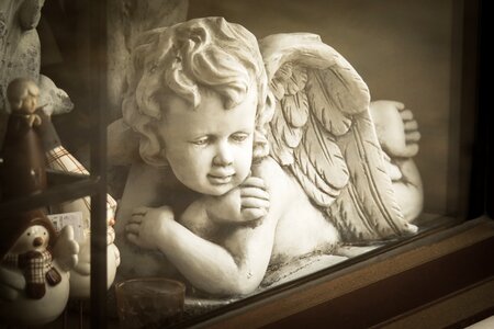 Window angel face angel wings photo