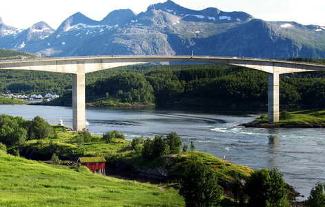 Famous bridge over Saltstrumen, Norway photo