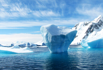 Iceberg flow in the landscape in Greenland photo