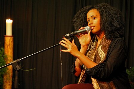 Singer afro-american microphone photo