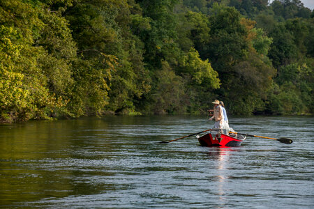 Group fly fishing from drift boat on White River-1 photo