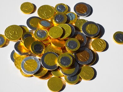 Chocolate coins euros gold