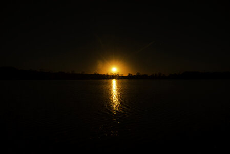 Sunset above the lake with water