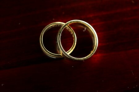 Gold wedding ring pair photo