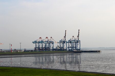 Water container bridge cargo bremerhaven germany water photo