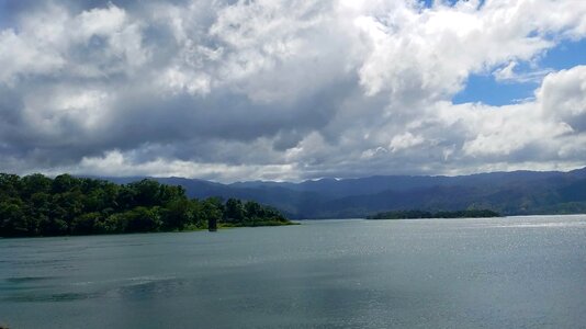 Blue Sky cloudy lake photo