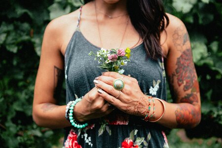 Woman Holding Flowers photo