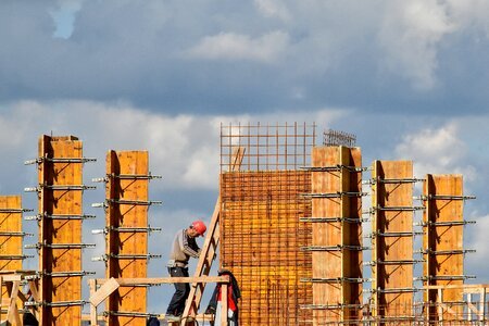 Construction Worker ladder metal photo