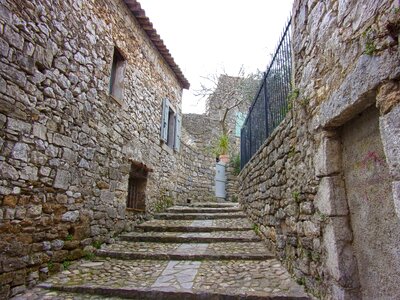 Medieval village pavers stones photo