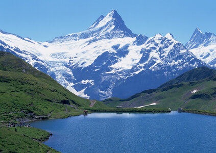 mountain lake near the Matterhorn in the Swiss Alps photo