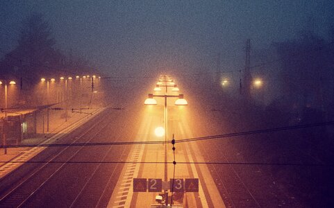 Train Station Night Fog photo