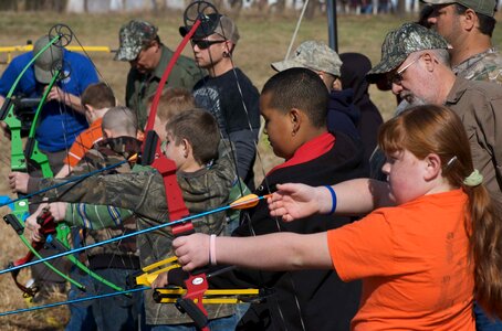 Archery practice students