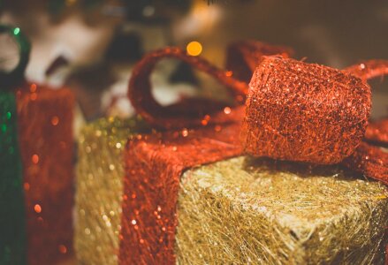 Christmas Present Wrapped in Fabric Free Photo photo