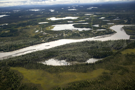 Aerial view of river, lakes and forest at Tetlin National Wildlife Refuge photo