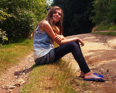 Forest grass sit