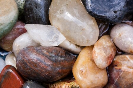 Semi precious stones pebble macro