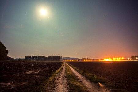 Night full moon rural