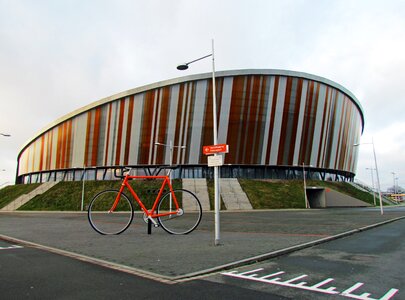 Sculpture bicycle building photo