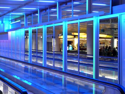 Architecture blue neon light